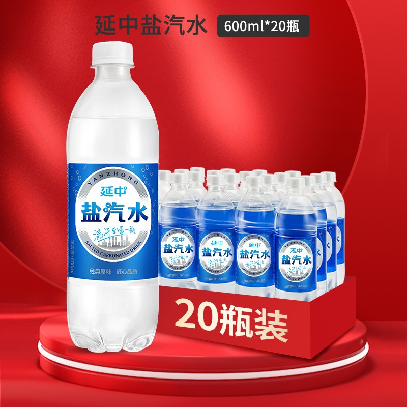 延中 盐汽水600ml*20瓶/箱 上海老牌经典碳酸饮料饮品咸口味汽水整箱品牌自营厂家直发 三箱装