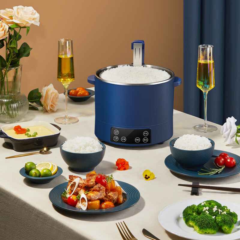方之兮低糖电饭煲升降式养生电饭锅多功能米汤分离智能沥米饭糖分预约蒸煮一体蓓家用福全自动减糖蒸饭锅 3升蓝色-不锈钢胆-侧边升降(1-3人)预约 3L