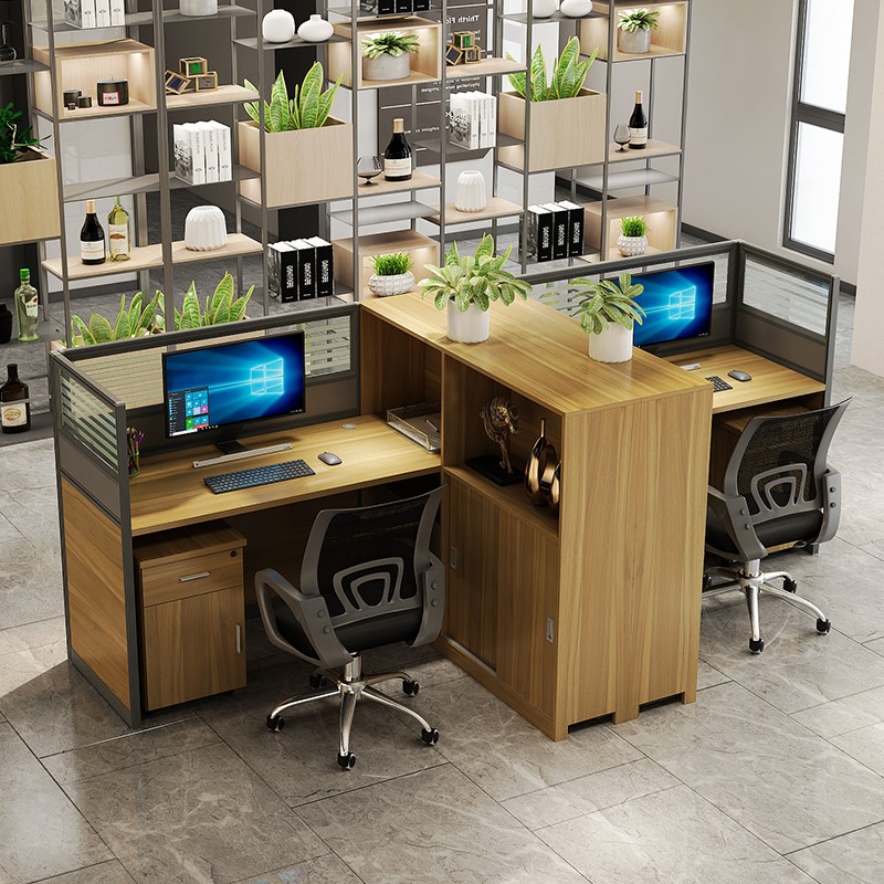 屏风工位 现代简约办公职员卡座高柜组合桌子 t字型双人位 可定制mss