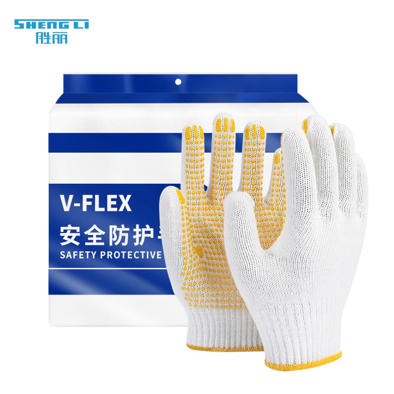 柯瑞柯林gd7b600y点珠颗粒劳保耐磨防滑劳动工作防护线手套600g黄色60