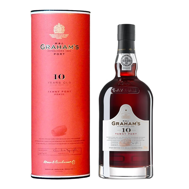 格兰姆葡萄牙进口红酒gramhams port 10年茶色波特酒 750ml*1瓶