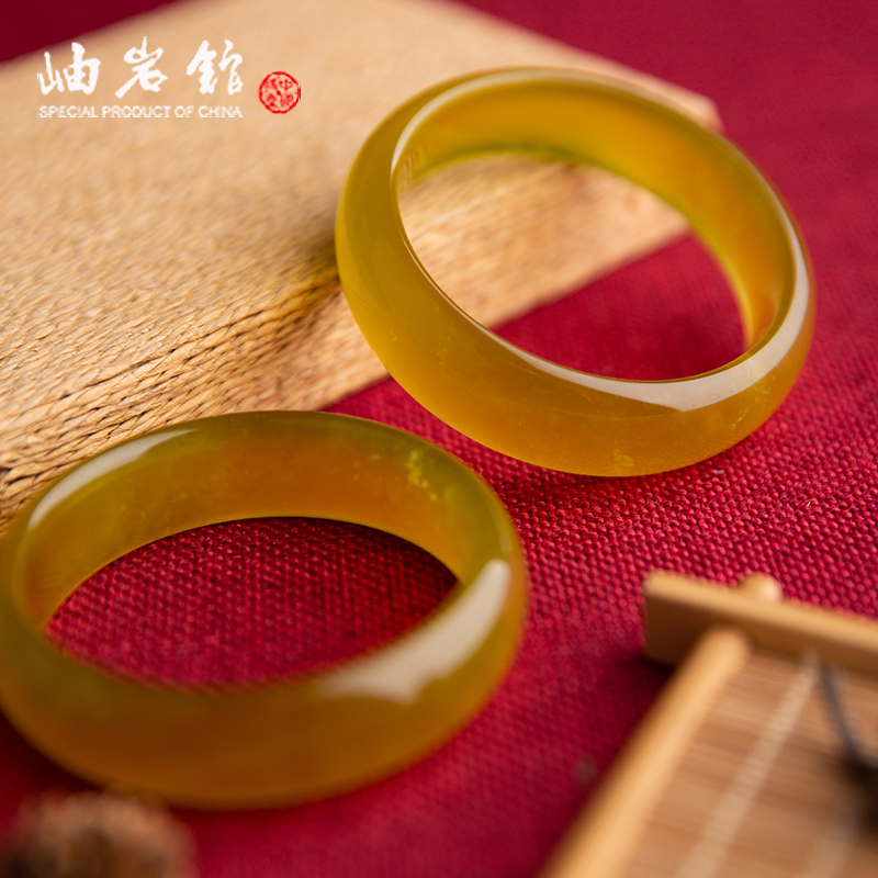 荷玉情缘【岫岩馆】岫玉手镯女款玉石镯子黄金玉石手串珠宝首饰手链 A款 口径58mm