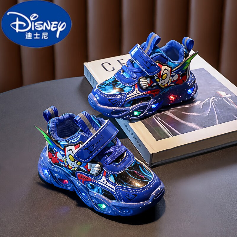 迪士尼（DISNEY）男童鞋子带灯秋冬季皮面儿童运动鞋卡通宝宝鞋亮灯轻便小童鞋 蓝色跑灯 OTM 23码/鞋内长14.5cm属于什么档次？