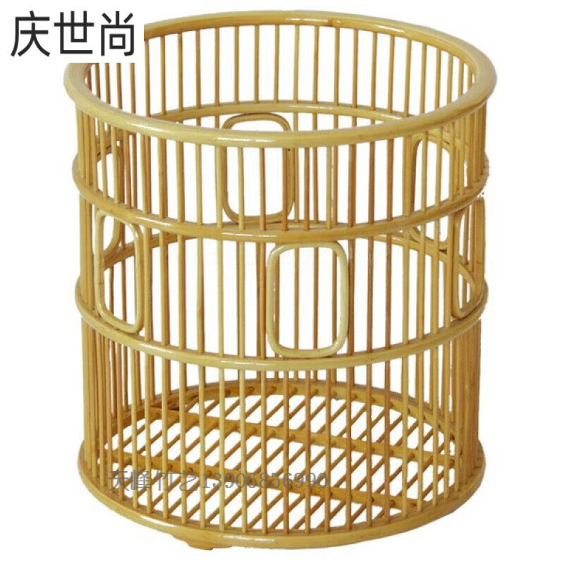 阡翌圓形直筒毛巾筐酒店賓館布草筐 竹編收納筐臟衣籃布草框收納籃 原色