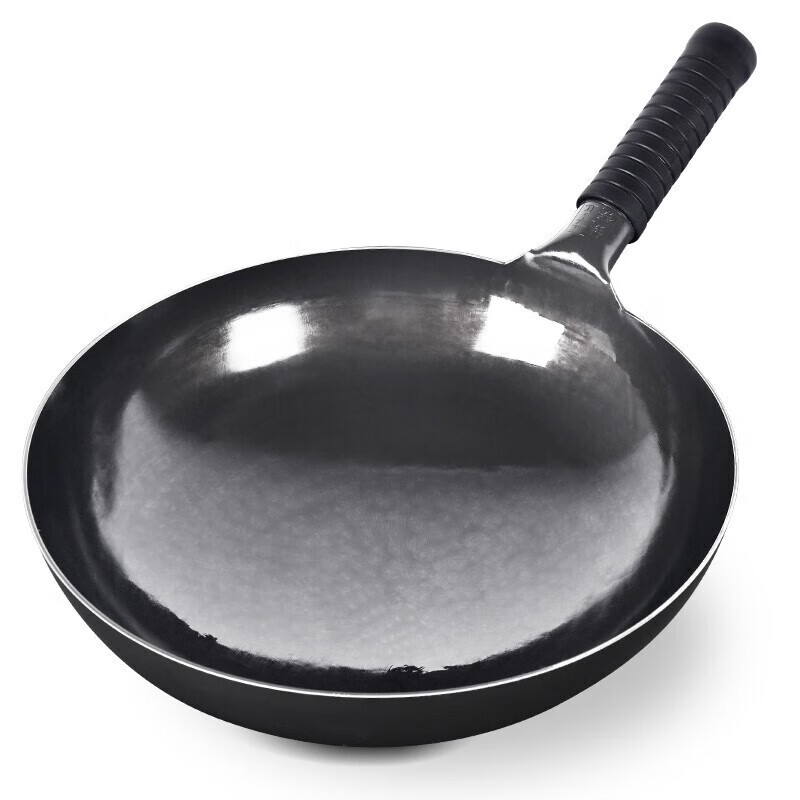 万代传铁锅章丘款炒锅不粘锅锻打无涂层老式炒锅燃气煤气灶通用圆底锅 【4-8人使用】 36cm 手工锻打古法黑锅