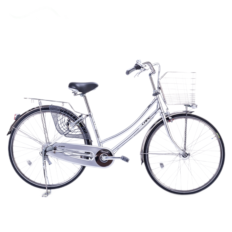 Maruishi 日本自行车日系怀旧26寸成人通勤车内三速上班城市单车女式 CAT2433(钛白银)24寸 24寸