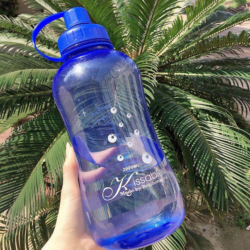 朋宁 太空杯超大容量户外水壶瓶子大号泡茶带滤网水杯子 2000ml 蓝色