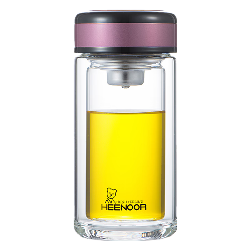 希諾(HEENOOR)雙層玻璃杯女士泡花茶杯迷你便攜潮流水杯家用隔熱防燙帶過濾杯子 蒂芙尼藍(lán)-200ml(迷你杯) 禮盒裝