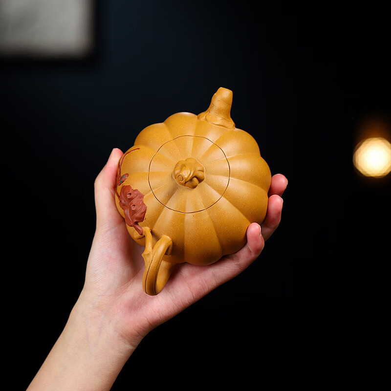 PJ工厂直发原矿黄金段泥手工南瓜壶宜兴紫砂壶茶具家用泡茶紫砂茶 壶黄金段泥