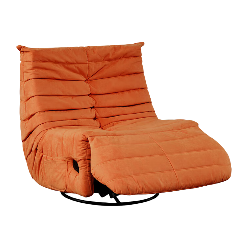 顾家家居（KUKA）单人沙发布艺功能椅A037一人位手动带转 幸运橙