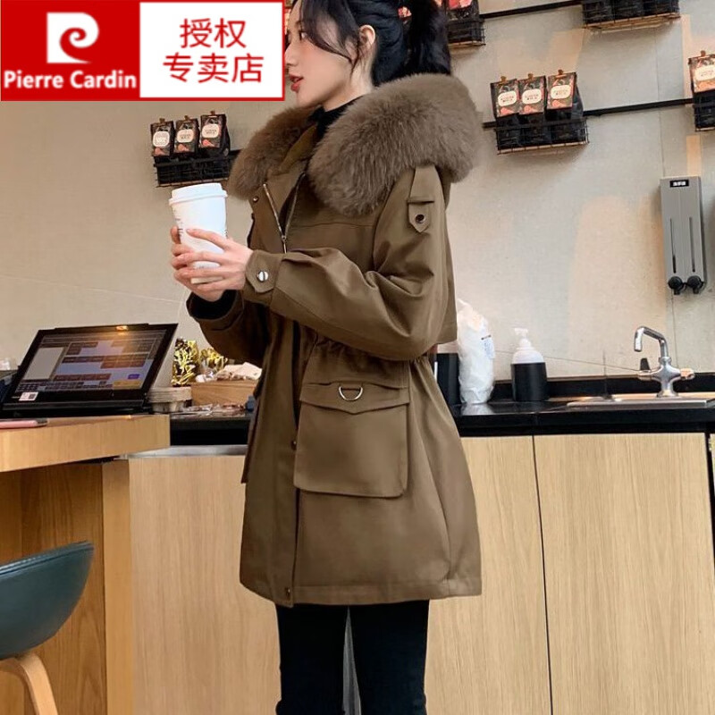 女装 2022新款冬季女中长款海宁狐狸毛领真兔毛内胆派克服皮毛一体