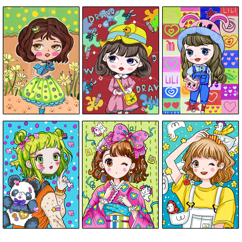 漫画人物临摹卡 画创意美术卡通绘画动漫临摹卡片少儿