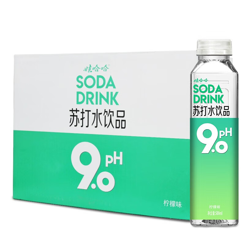 娃哈哈ph9.0弱碱性苏打水饮料500ml*15瓶整箱 柠檬味500ml*15瓶