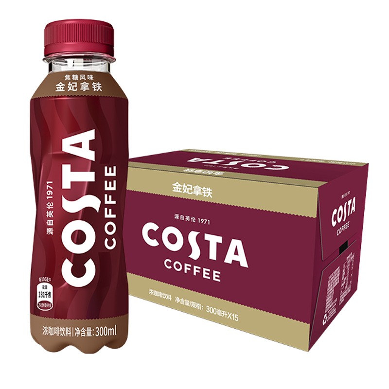 可口可乐(coca-cola) costa  金妃拿铁 浓咖啡饮料 300mlx15瓶 整箱装