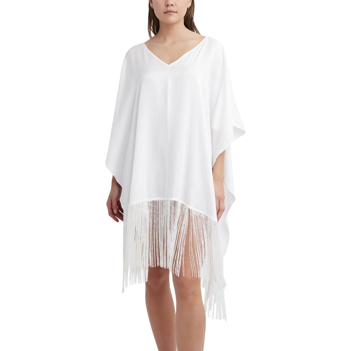 BCBGMAXAZRIA 女式可轉(zhuǎn)換泳衣帶流蘇 白色 X-Small-Small