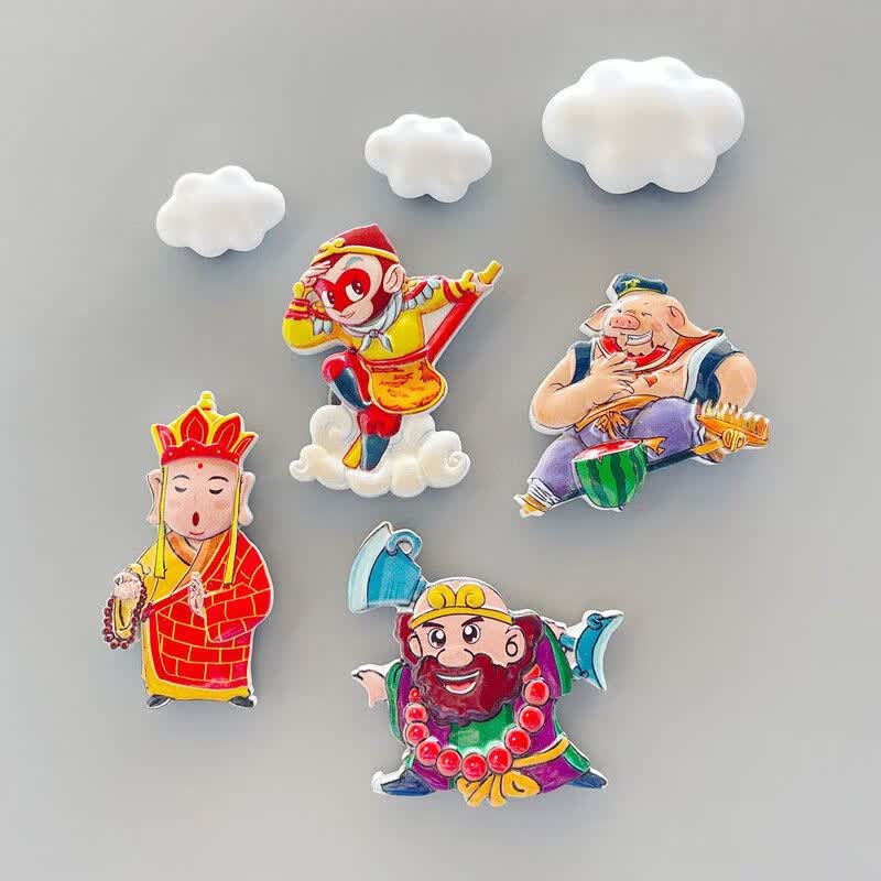 9成新 卡通公仔西游记冰箱贴磁铁创意可爱立体磁性留言便签 树脂