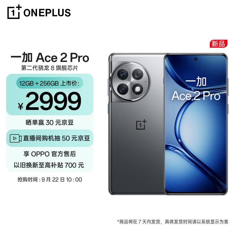 OPPO 一加 Ace 2 Pro 12GB+256GB 钛空灰 高通第二代骁龙 8 旗舰芯片 长寿版 150W 超级闪充 5G游戏性能手机