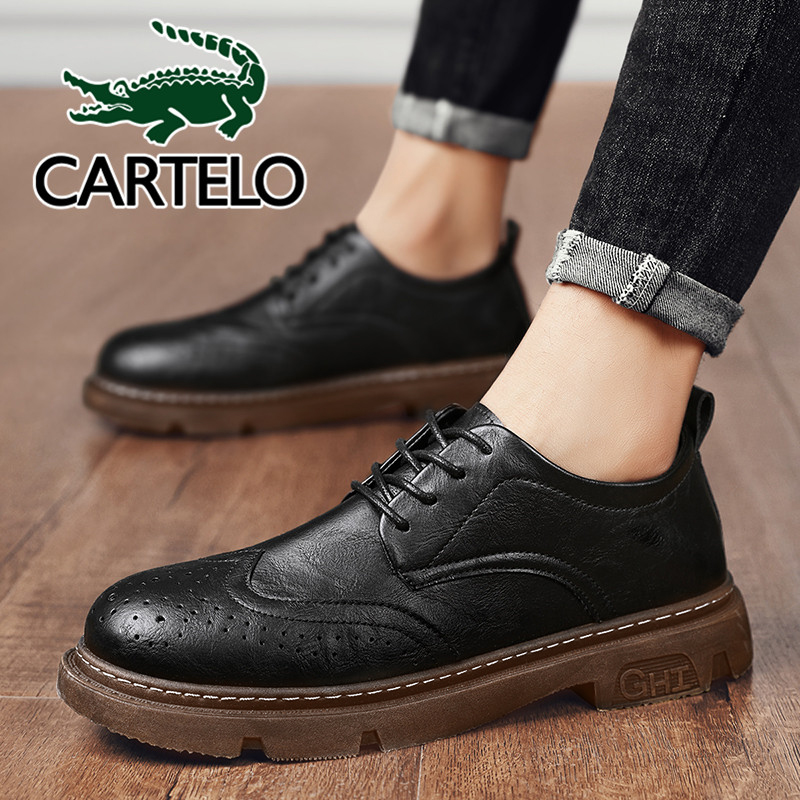 卡帝乐鳄鱼休闲鞋男鞋英伦复古商务皮鞋男士低帮耐磨鞋子男 30923 黑色 43