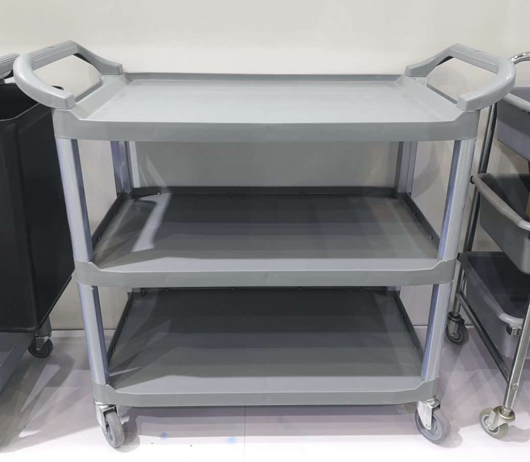 特厚酒店双层餐车塑料收餐车带碗碟车餐具收集车二层手推车服务车 特