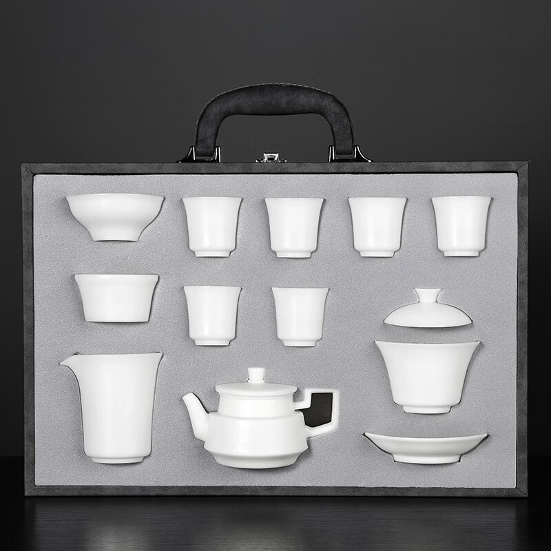 唐丰(tangfeng)工艺美术师张节成手工制作功夫茶具套装中国白冰种玉瓷