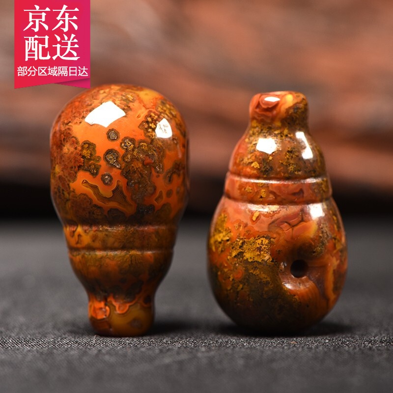 彩荷战国红水滴连体三通佛头星月金刚菩提配饰 手串项链diy配件饰品