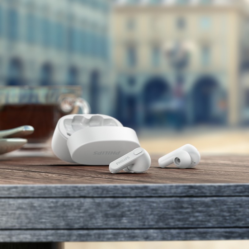 飞利浦蓝牙耳机真无线入耳式 回音降噪超长续航 运动防水防汗 适用于苹果华为安卓音乐耳机TAT2206 纯净白
