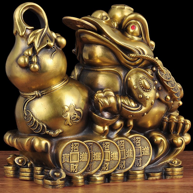 净艺坊(jingyifang)金蟾葫芦摆件黄铜店铺开业礼品家居客厅玄关装饰