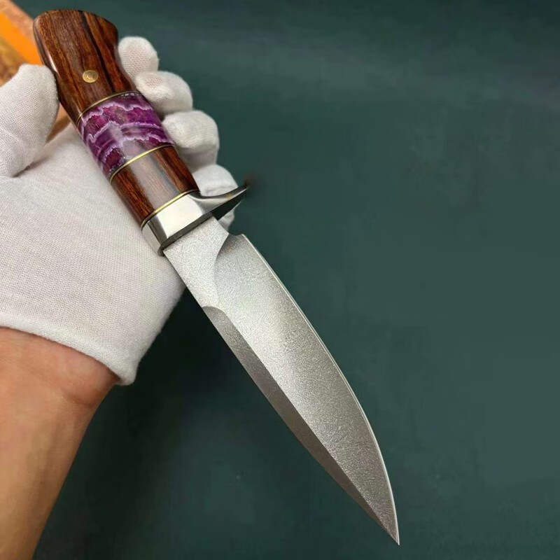 解析者高品质乌兹钢直刀高硬度户外求生小刀随身防身刀具手工刀锋利