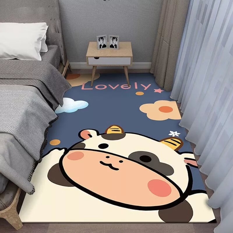 【精选】地毯卧室少女家用客厅可睡可坐加厚房间地毯床前垫子 奶牛 100+200cm