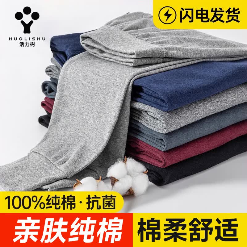 活力树男士秋裤男纯棉薄款毛线裤春秋打底裤贴身透气冬季保暖裤全棉款 男士纯棉单裤-灰色 3XL（适合160斤—190斤）属于什么档次？