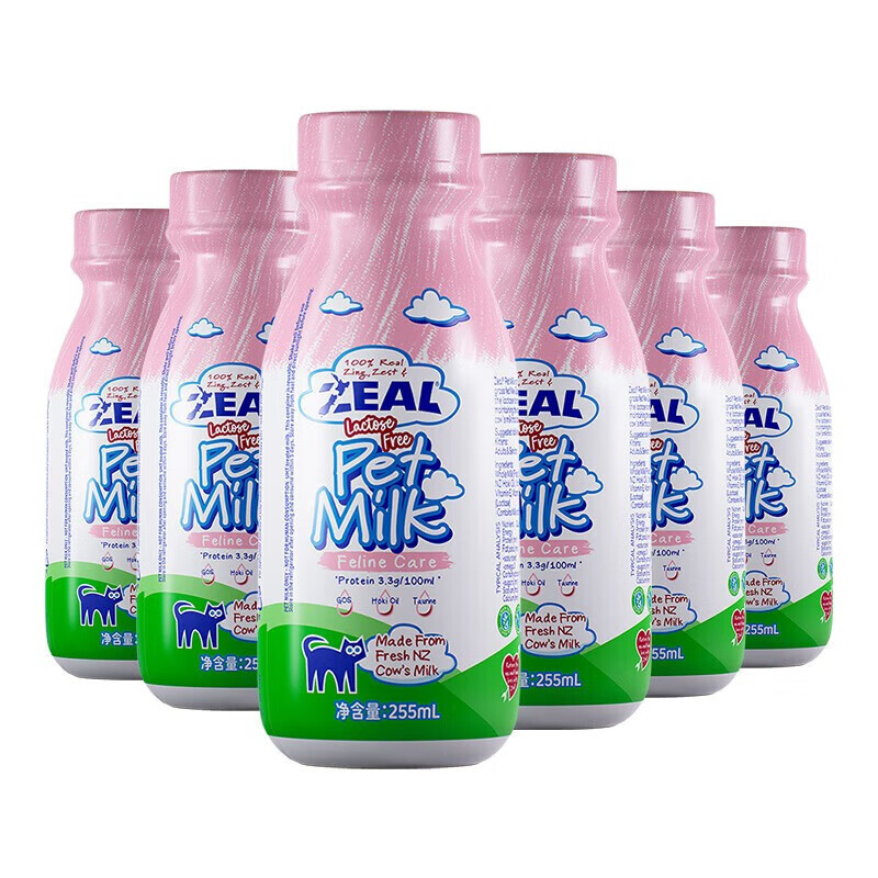 ZEAL新西兰进口 真致(ZEAL)猫用宠物牛奶255ml鲜牛奶幼成猫猫咪猫零食 猫咪专用-255ml *6瓶