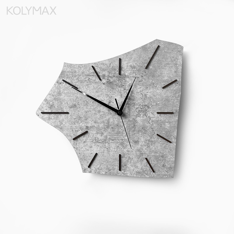 KOLYMAX会议室多边形石英钟客厅背景墙钟表挂墙简约电视墙高级感挂钟时钟 白色 多边形 36*33.8CM