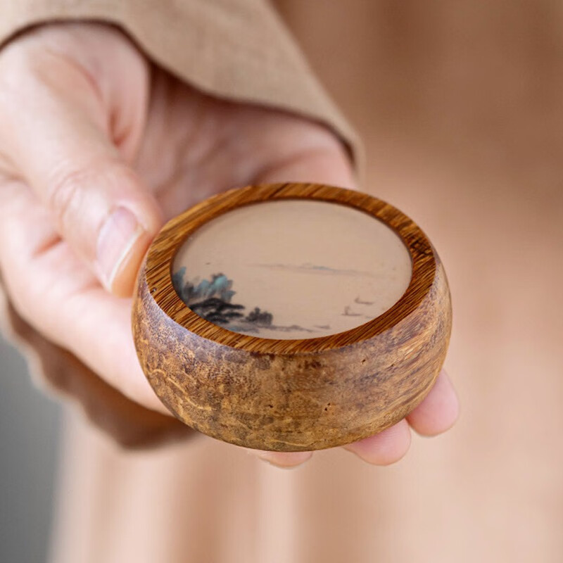 弥瑞复古老竹滴塑盖置功夫茶具茶配茶壶盖子托盖碗盖托茶席功夫小摆件