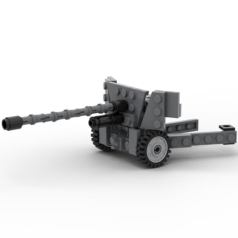 创意moc二战军事英军6磅炮反坦克大炮火炮武器拼装积木模型玩具 灰色