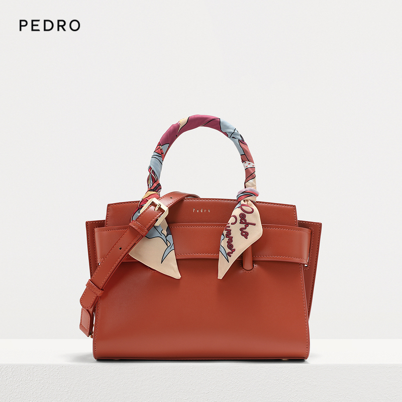 Pedro大容量丝巾托特包婚包手提包包包轻奢单肩包女包PW2-45210004-1橙色 M