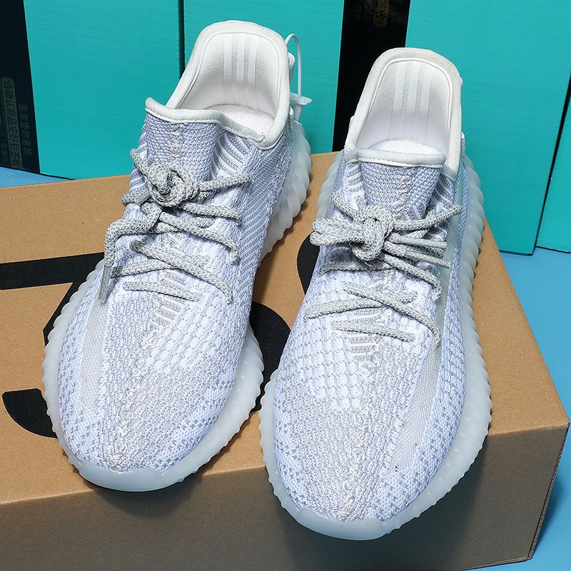 350椰子真爆鞋子男潮流百搭男鞋休闲跑步鞋运动鞋女 灰天使(三杠真爆