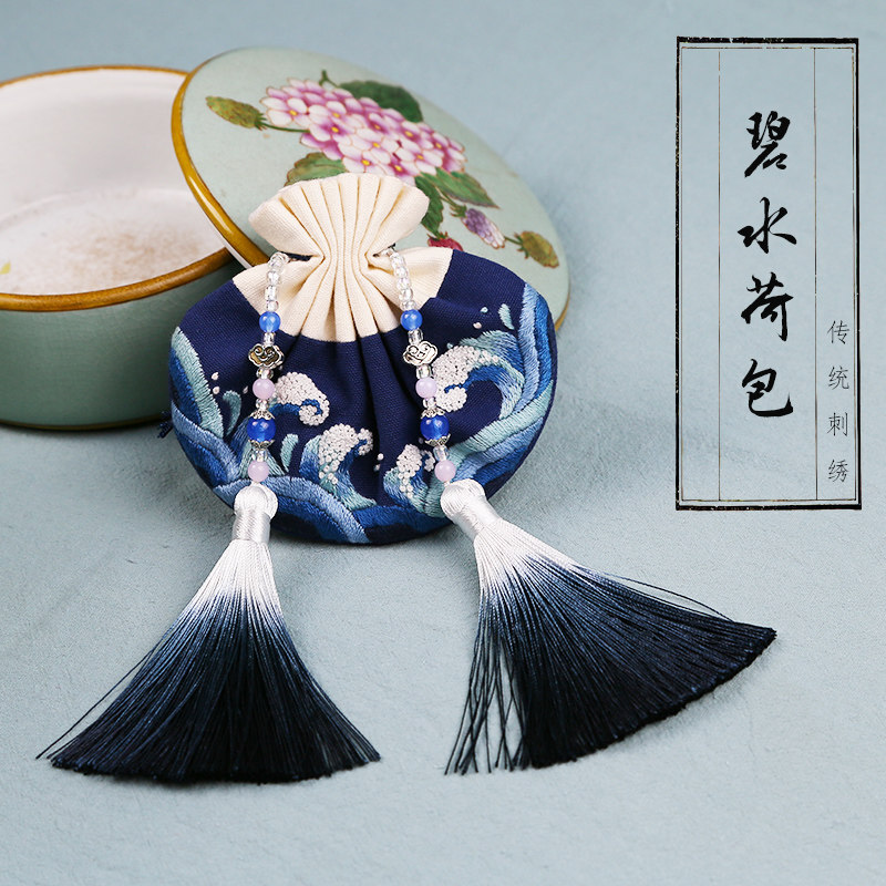 尚客家刺绣diy初学自己绣汉服古风绣花香囊包袋挂件手工刺绣荷包材料