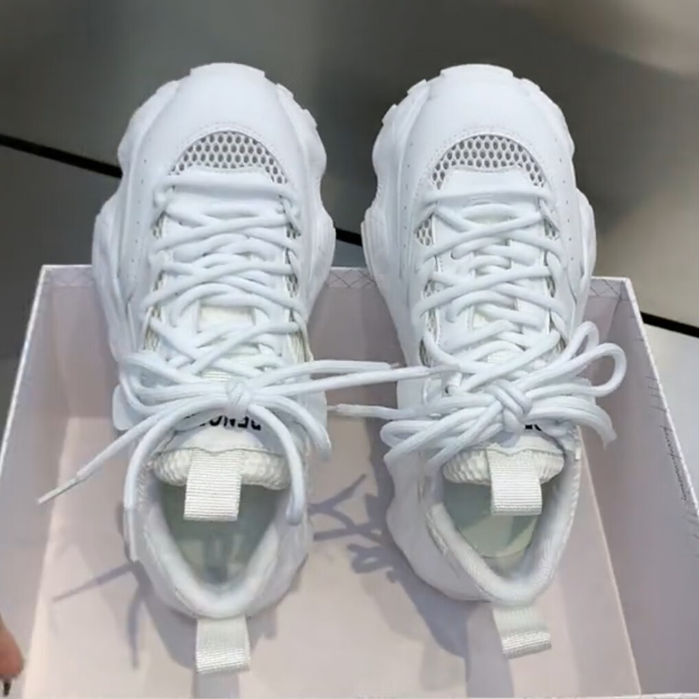 新欲2023夏ins网红超火厚底白将军老爹鞋休闲透气运动鞋潮 白色 36