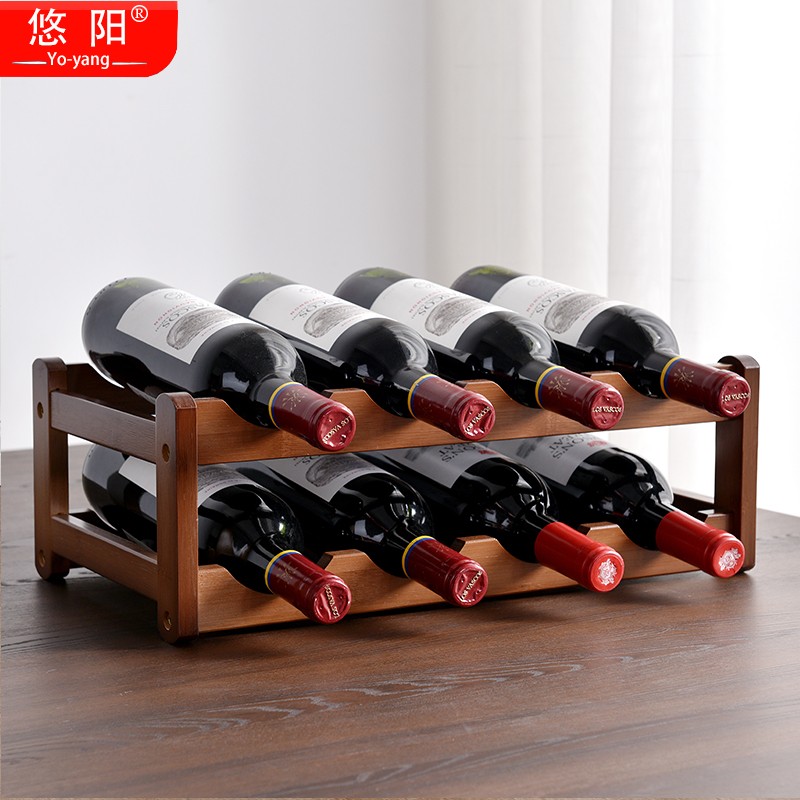 悠阳 红酒架摆件葡萄酒架子非实木家用小型现代简约红酒柜展示架红酒格子 二层简易酒架大号（8瓶）使用感如何?