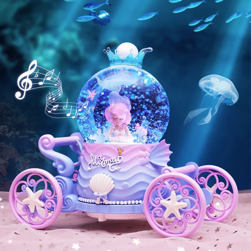 东茂梦幻美人鱼马车水晶球音乐盒旋转城堡八音盒儿童女孩生日礼物Y. 大号马车+内转A款蓝粉属于什么档次？