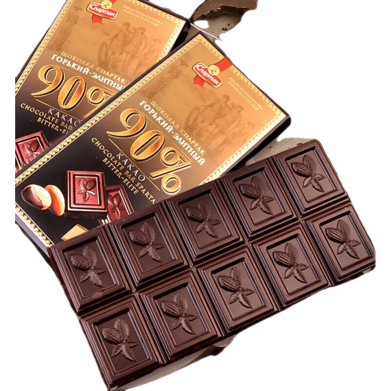 斯巴达克俄罗斯进口黑巧克力纯可可脂块状黑巧苦巧克力代餐网红零食品