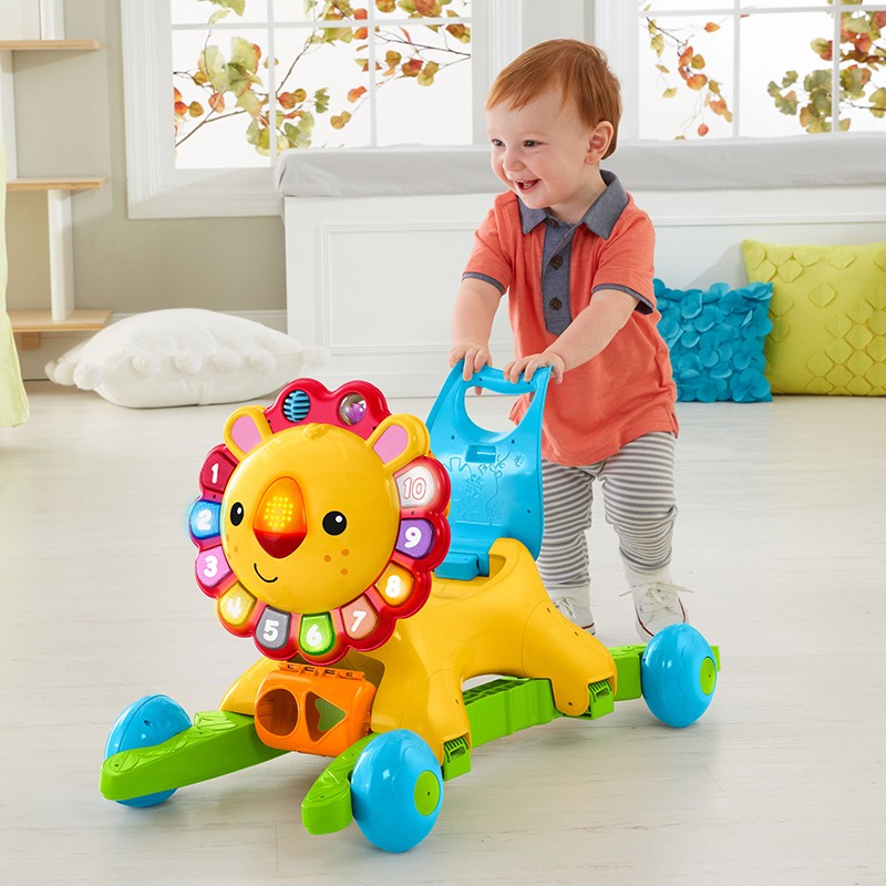 费雪(fisher-price)4合1摇摇小狮子婴儿学步车 9-36个月摇摇车 宝宝手
