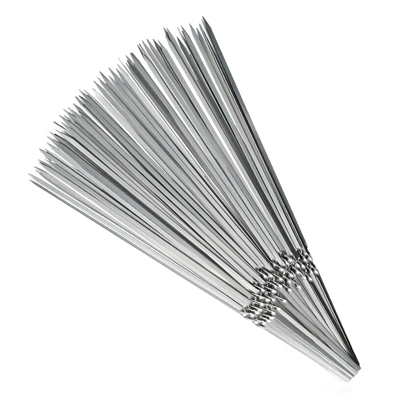 烧烤用具不锈钢扁签加厚刚签烧烤签子烤针羊肉串铁签烤肉烤串签子 50