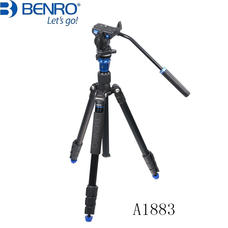 百诺（Benro） A1883FS2N/A2883FS4N/A1883FBV3H可调水平反折摄影摄像液压阻尼云台三脚架套装 百诺A1883FS2N 铝合金 4节承重2.5kg