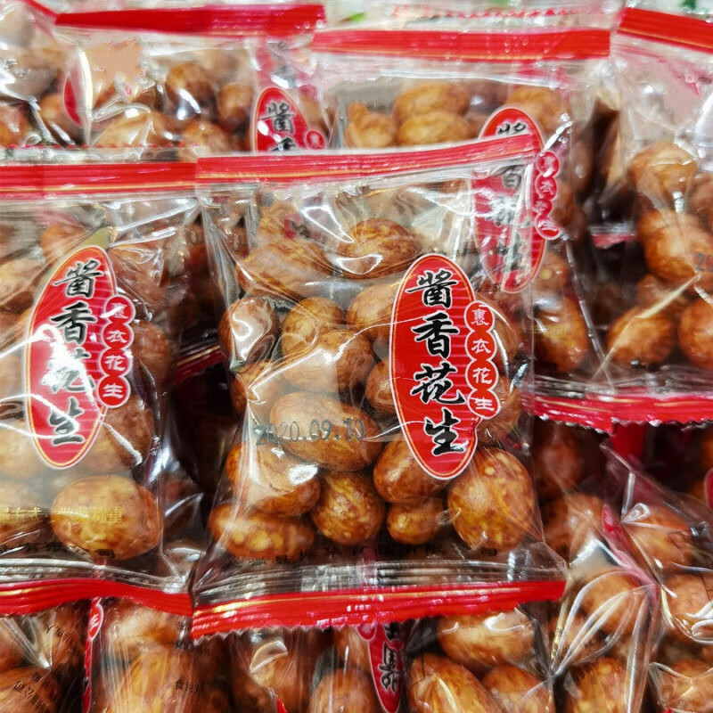 最洽多彩鱼皮花生裹皮花生海苔花生零食小吃独立包装 酱香花生 500克
