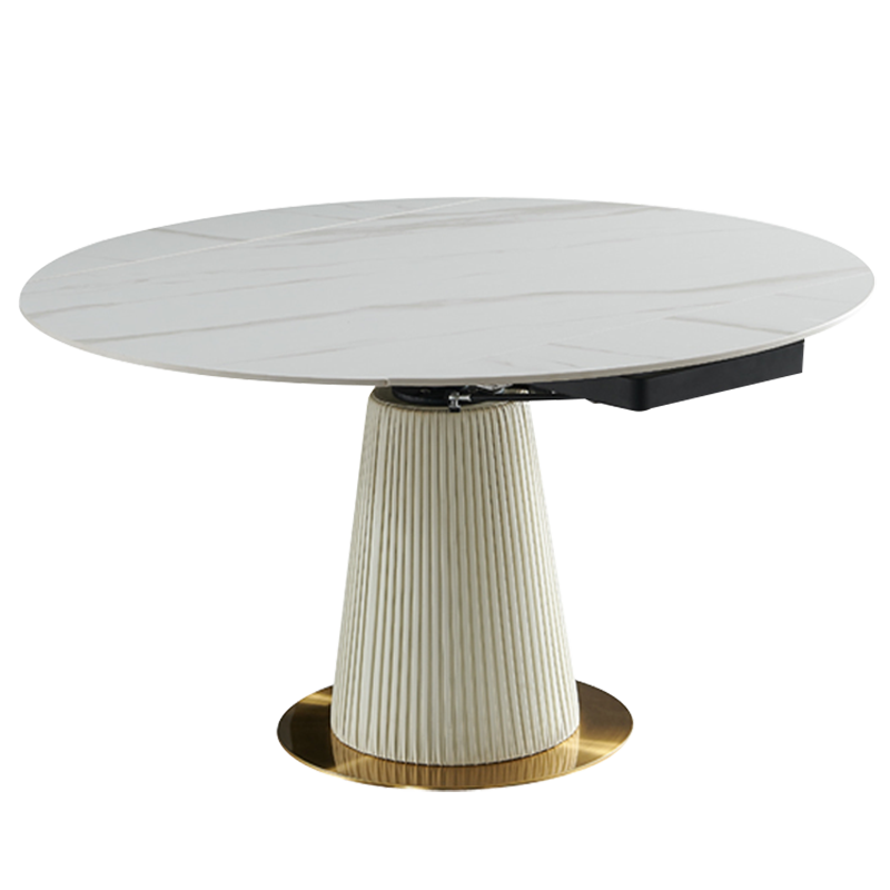 初岛 轻奢岩板餐桌椅组合可伸缩折叠变圆现代简约多功能饭桌家用小户型5007#MF 130cm功能餐桌