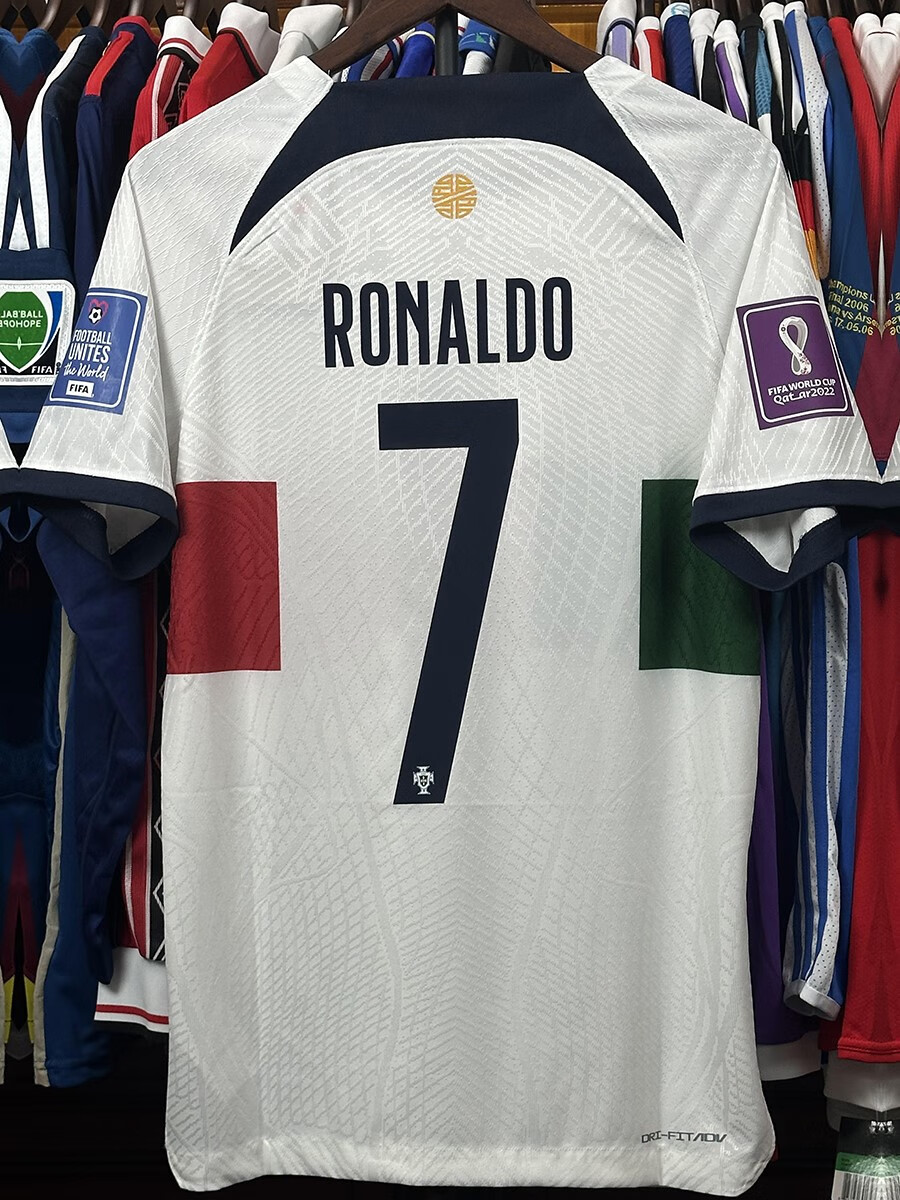 欧陆梵2022年葡萄牙球衣客场球员版7号c罗队服白色足球服修身定制佩佩