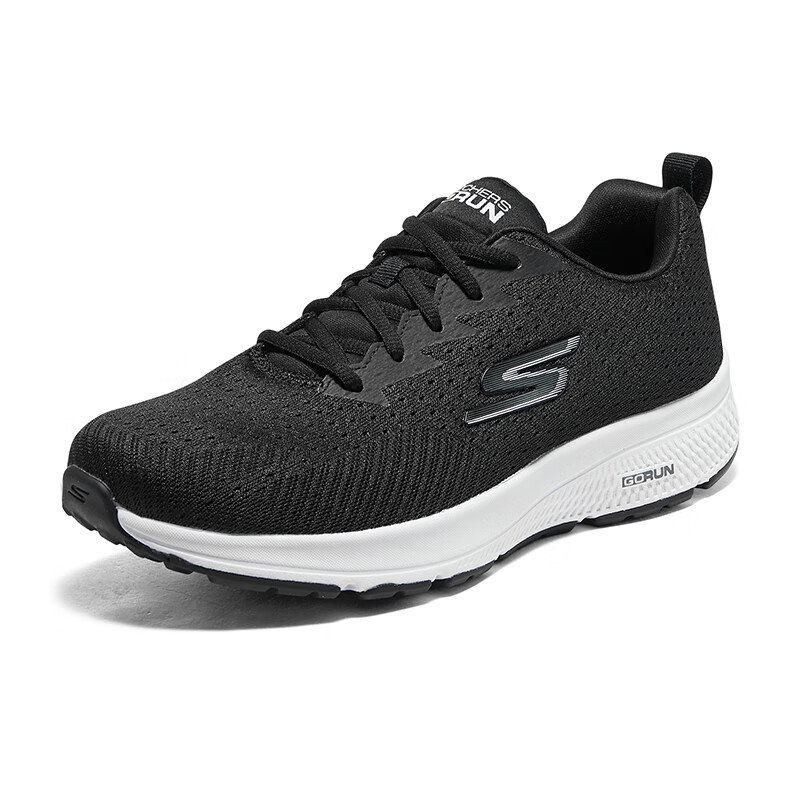 斯凯奇（Skechers）男鞋夏季新款软底网面鞋轻便跑步鞋运动鞋减震时尚休闲鞋 黑色/白色-BKW 43.5