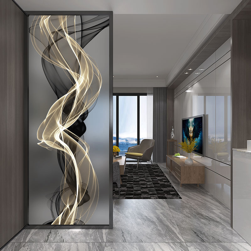 镱雅(yiya) 艺术玻璃屏风隔断客厅现代简约入户玄关墙玄关长虹轻奢