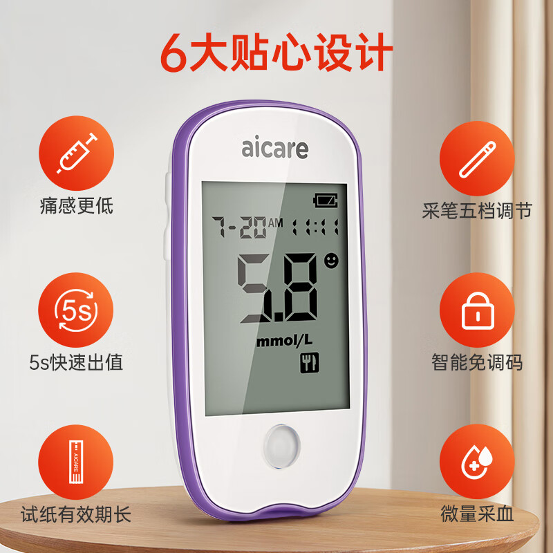 aicare小糖医a601/a608血糖测试仪家用高精准测血糖的仪器试纸 体验装